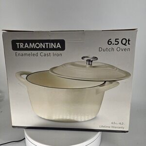 Tramontina 6.5 Qt Enameled Cast Iron Dutch Oven Cream Off-White Pot with Lid